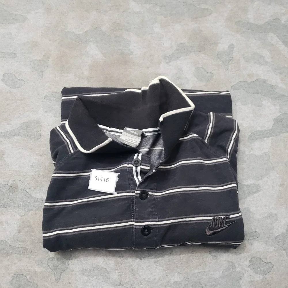 Vintage Nike Sportswear Polo Shirt Mens Large Y2k Black Short Sleeve Golf